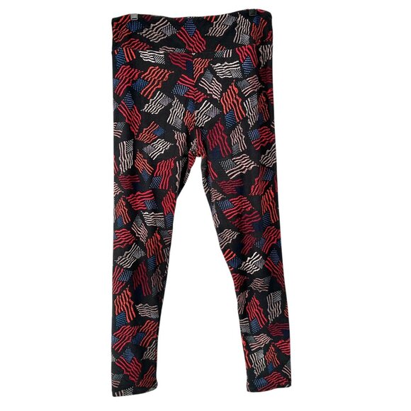 LuLaRoe Leggings Womens Tall and Curvy Black USA Flags Patriotic Americana - Picture 1 of 7